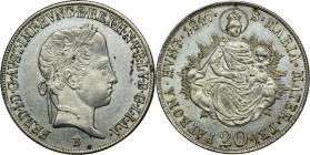 Hungary, Ferdinand I, 20 Kreuzer Kremnitz 1847 B