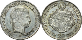 Hungary, Ferdinand , 20 Kreuzer Kremnic 1848 B