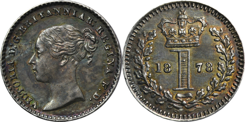 Great Britain, Victoria, 1 Penny London 1878 - Maundy Issue with the uncrowned p...