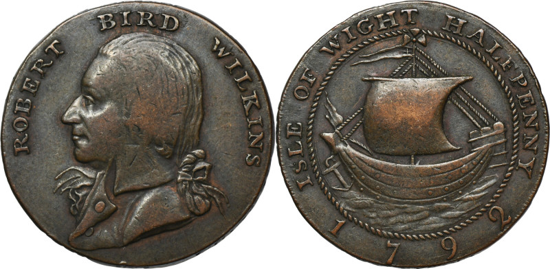 Great Britain, Isle of Weight, Robert Bird Wilkins, Token 1/2 Penny Newport 1792...