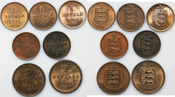 Set, Great Britain, Guernsey, 1 Diuble and 2 Double (7 pcs.)