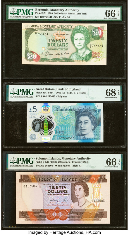 Bermuda Monetary Authority 20 Dollars 20.2.1989 Pick 37b PMG Gem Uncirculated 66...