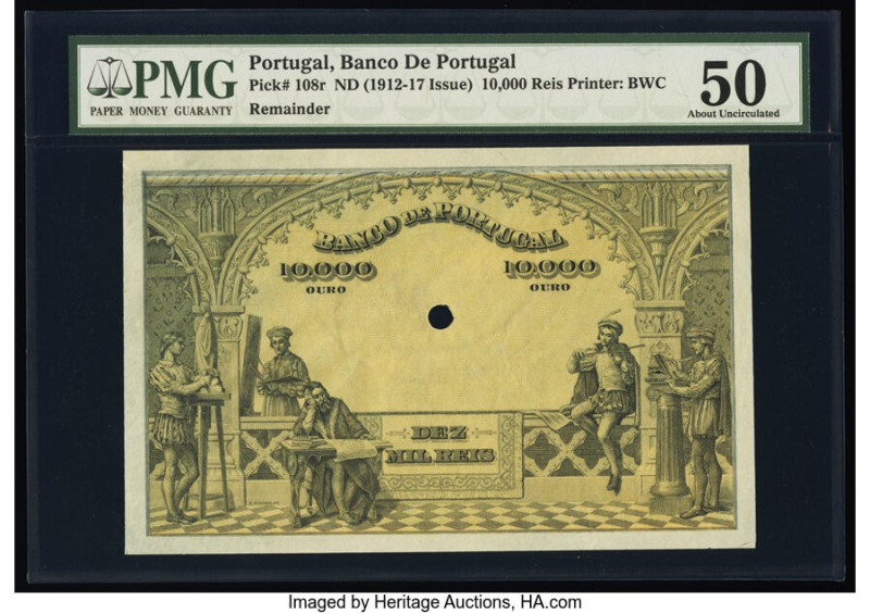 Portugal Banco de Portugal 10,000 Mil Reis ND (1912-17 issue) Pick 108r Remainde...