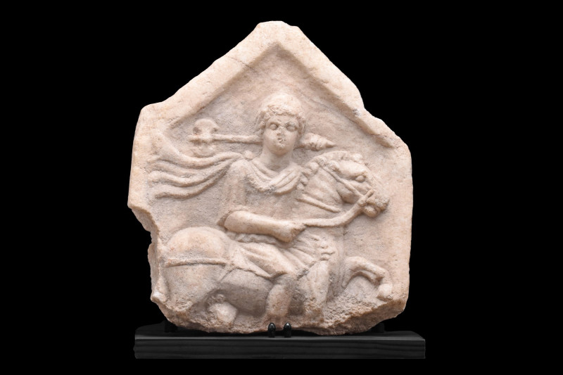 ROMAN MARBLE RELIEF STELE DEPICTING APOLLO - PUBLISHED
Ca. Early 1st century BC...