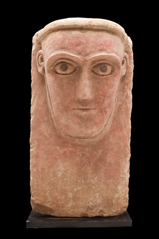 SOUTH ARABIAN STONE FACE STELE WITH INLAID EYES
Ca. 200 BC - 100 AD (or later)....