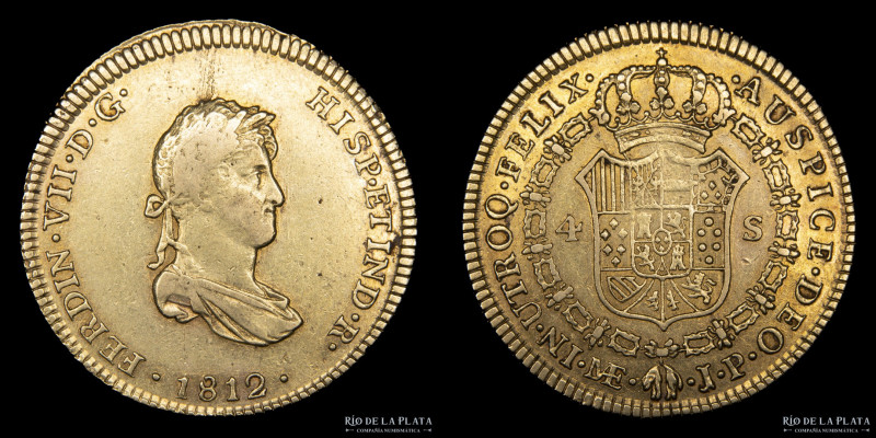 Lima (Perú) Fernando VII (1808-1833) 4 Escudos 1812 JP. Variante de Busto pequeñ...