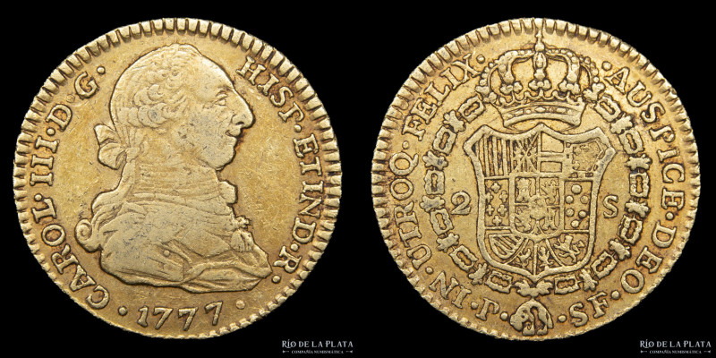 Popayán (Colombia) Carlos III (1759-1788) 2 Escudos 1777 SF. AU.901; 22mm; 6.71g...