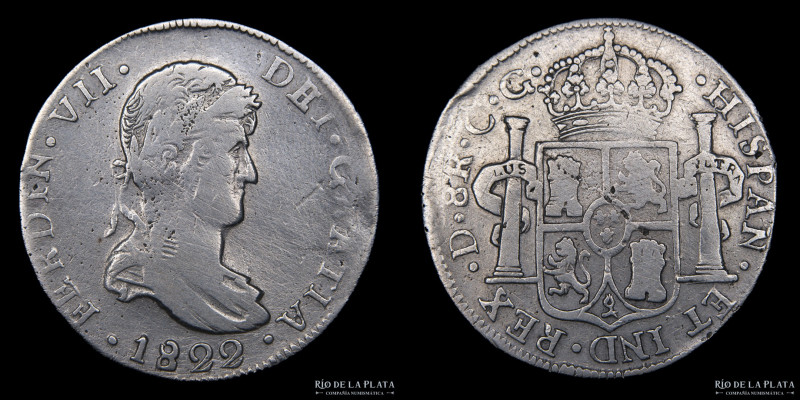 Durango. Fernando VII (1808-1833) 8 Reales 1822 CG. AG.903; 26.51g. KM111.2 (VF)...