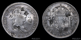 Zacatecas. Fernando VII. 8 Reales 1821 RG. Chopmarks. KM111.5