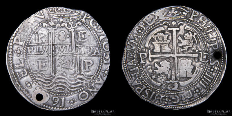 Potosí. Felipe IV (1621-1662) 8 Reales 1662/1 E. Galano / Royal. AG.930; 40mm; 2...