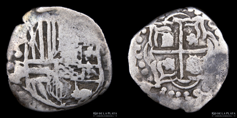 Potosí. Felipe IV (1621-1662) 1 Real 1622/29 P.P Macuquina. AG.930; 18mm; 3.38g....