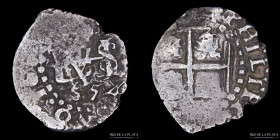 Potosi. Felipe IV. 1/2 Real 1654/3 E. Macuquina. CJ 27.2.1