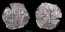 Potosi. Carlos II. 8 Reales 1698 F. Macuquina. CJ 28.27