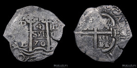 Potosi. Carlos II. 4 Reales 1670 E. Macuquina. CJ 29.4