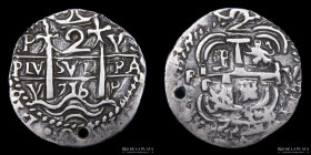 Potosi. Felipe V. 2 Reales 1716 Y. Galano / Royal. CJ 35.16