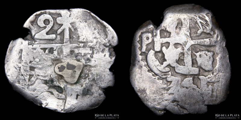 Potosí. Felipe V (1728-1747) 2 Reales 1741 P. AG.917; 23mm; 6.28g; CJ 45.14. 2 (...