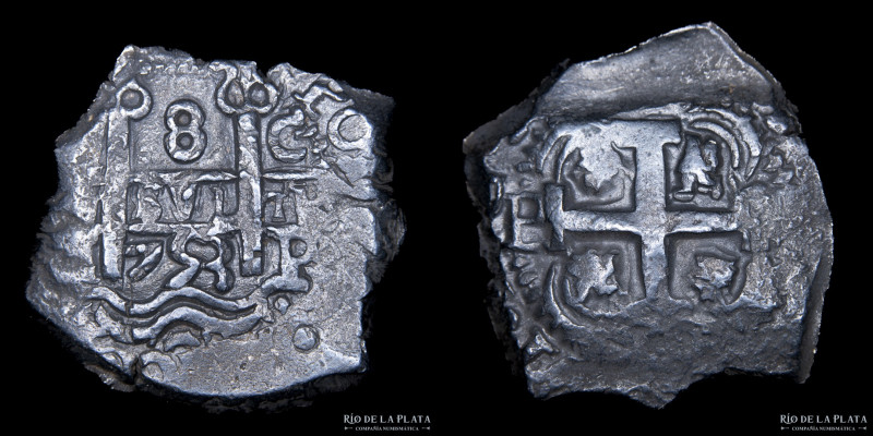 Potosí. Fernando VI (1746-1759) 8 Reales 1753 C. Doble fecha y POT de POTOSI vis...