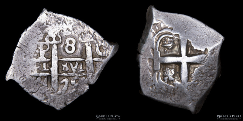 Potosí. Fernando VI (1746-1759) 8 Reales 1754 C y Q. Doble ensayador. Macuquina ...