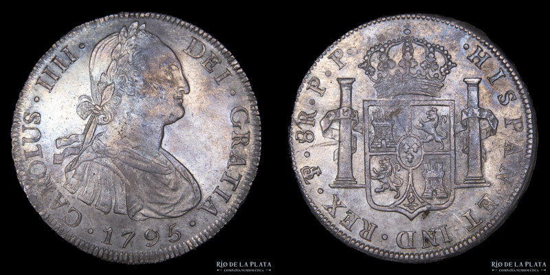 Potosí. Carlos IV (1788-1808) 8 Reales 1795 PP (Pedro Mazondo, Pedro Martín Albi...