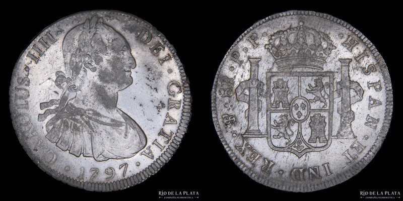 Potosí. Carlos IV (1788-1808) 8 Reales 1797 PP (Pedro Mazondo, Pedro Martín Albi...