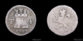 Potosi. Carlos IV. 1/4 Real 1797. CJ 81.4.2