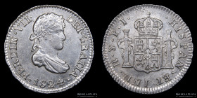 Potosi. Fernando VII. 1/2 Real 1824 PJ. CJ 90.9