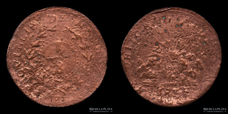 Argentina. Mendoza. 1/8 Real 1835. CU; 29.7mm; 8.87g. Canto liso. Concesionario ...