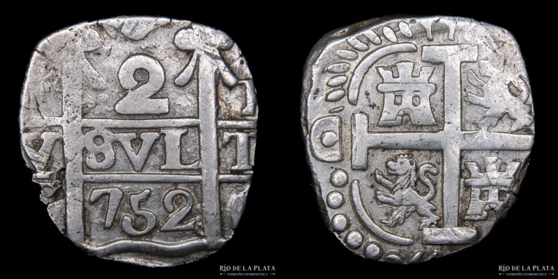 Argentina. Tucumán. 2 Reales 752. Ovalo parcial. CJ 1.2 (TN2) AG; 21mm; 5.62g. ...