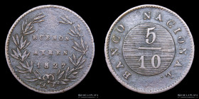 Argentina. Buenos Aires. 5 Decimos 1827. CJ 9.1.2