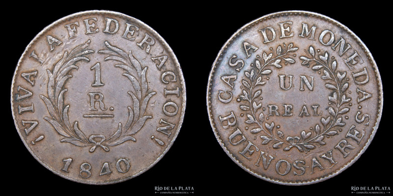 Argentina. Buenos Aires. 1 Real 1840. Casa de Moneda de Buenos Aires. CU, 26.3mm...