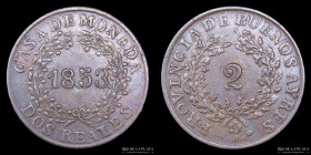 Argentina. Buenos Aires. 2 Reales 1853. CJ 18.4.9
