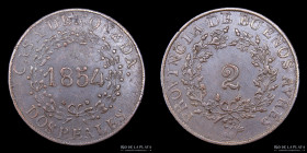 Argentina. Buenos Aires. 2 Reales 1854. CJ 19.3.2