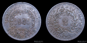 Argentina. Buenos Aires. 2 Reales 1856. CJ 21.1