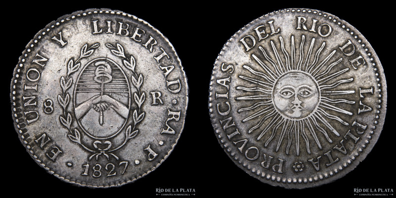 Argentina. Provincia de La Rioja. 8 Reales 1827 P (Manuel Piñeyro), AG.875, 37.0...