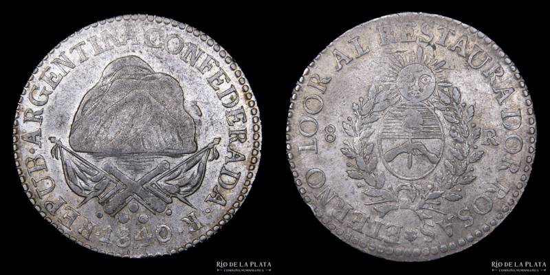 Argentina. Provincia de La Rioja. 8 Reales 1840 R. Leyenda Rosista. AG.750, 38.5...