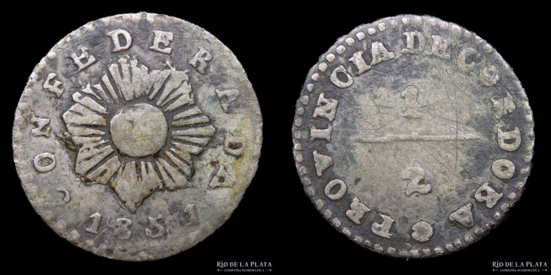 Argentina. Córdoba. 1/2 Real 1851. AG.750; 16mm; 1.72g. CJ 62.1.1 (F+)
Estimate...