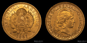 Argentina. 5 Pesos 1881 Argentino de oro. CJ 1.1