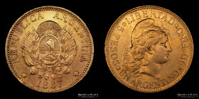 Argentina. 5 Pesos 1887 Argentino de oro. CJ 7.1