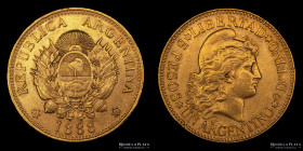 Argentina. 5 Pesos 1888 Argentino de oro. CJ 8