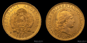 Argentina. 5 Pesos 1896 Argentino de oro. CJ 10.1