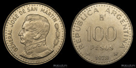 Argentina. 100 Pesos 1978. Error. Con Laureles. CJ 305.3