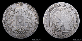 Chile. 2 Reales 1845 IJ. KM100.2