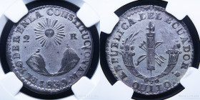 Ecuador. 2 Reales 1839 MV. Quito. KM18