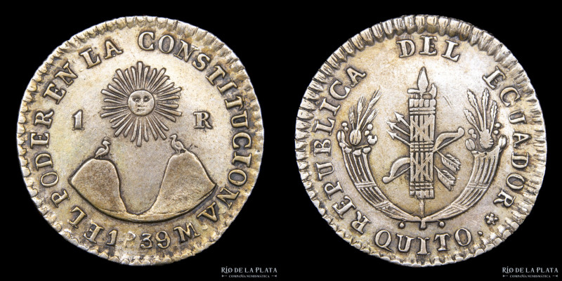 Ecuador. 1 Real 1839 MV. Quito. AG.667; 19mm; 2.98g. KM17 (AU) 
Estimate: USD 2...