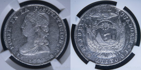 Ecuador. 2 Reales 1847 GJ. Quito. KM33