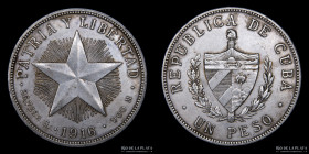 Cuba. 1 Peso 1916. KM15.2