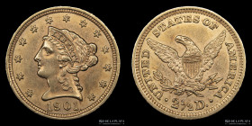 USA. 2.5 Dollars 1901. Coronet head quarter eagle. KM72