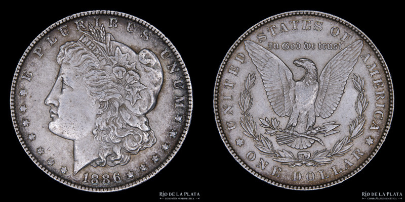 Estados Unidos. 1 Dollar "Morgan" 1886. AG.900; 37.0mm; 26.79g. KM110. (XF)
Est...