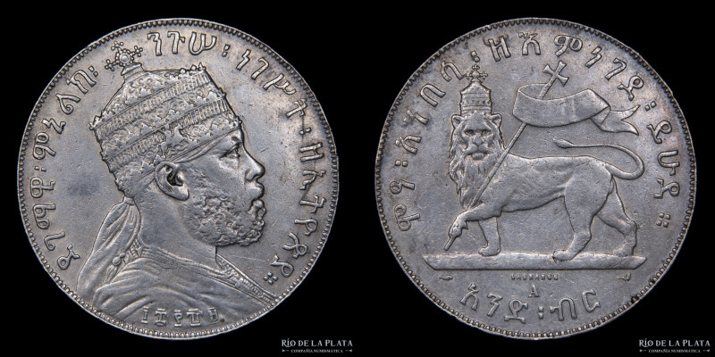 Ethiopia. Menelik II. 1 Birr 1889 (1897). AG.835; 40mm; 27.99g. KM5 (XF)
Estima...