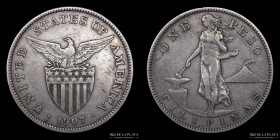 Filipinas. 1 Peso 1907 S. United States Mandate. KM172